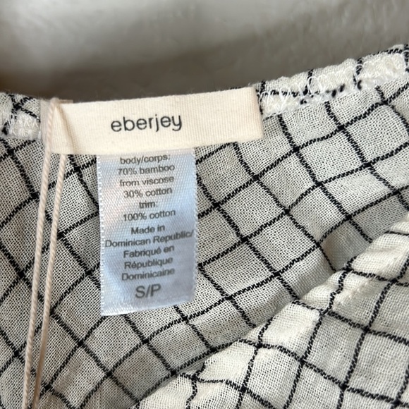 Eberjey Checkered Cream And Black Slit Swim Cover Up Swim Dress Size S - Picture 7 of 7